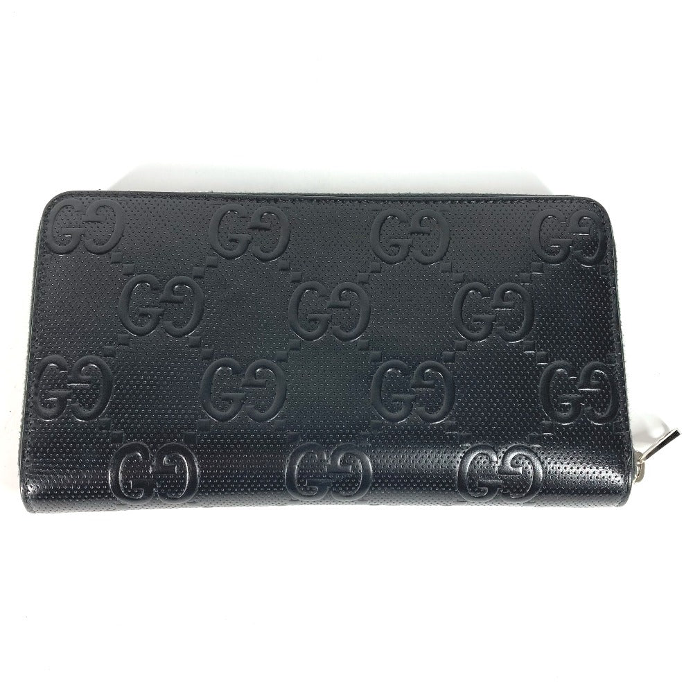 GUCCI Long Wallet Purse 625563 leather black GG embossed long wallet Travel case mens Used
