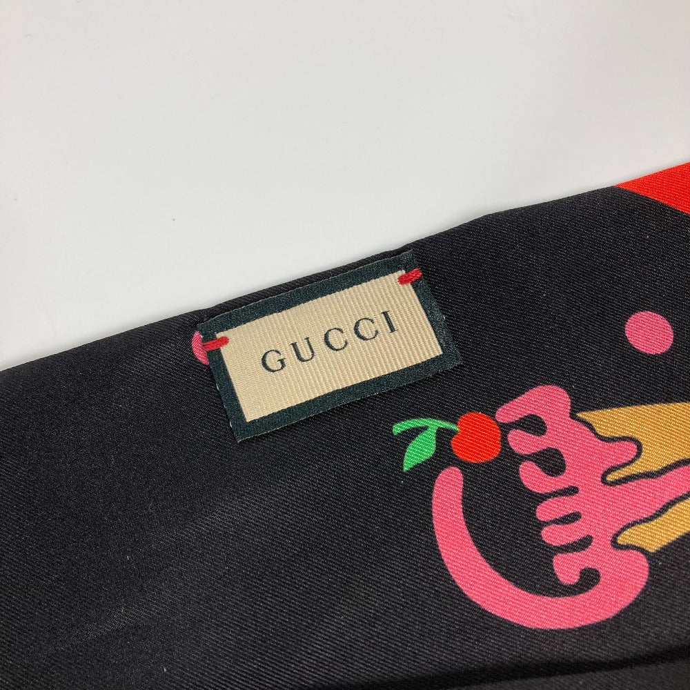 GUCCI scarf 732840 silk Black x red bandeau scarf Cherry Ice Cream Women Used