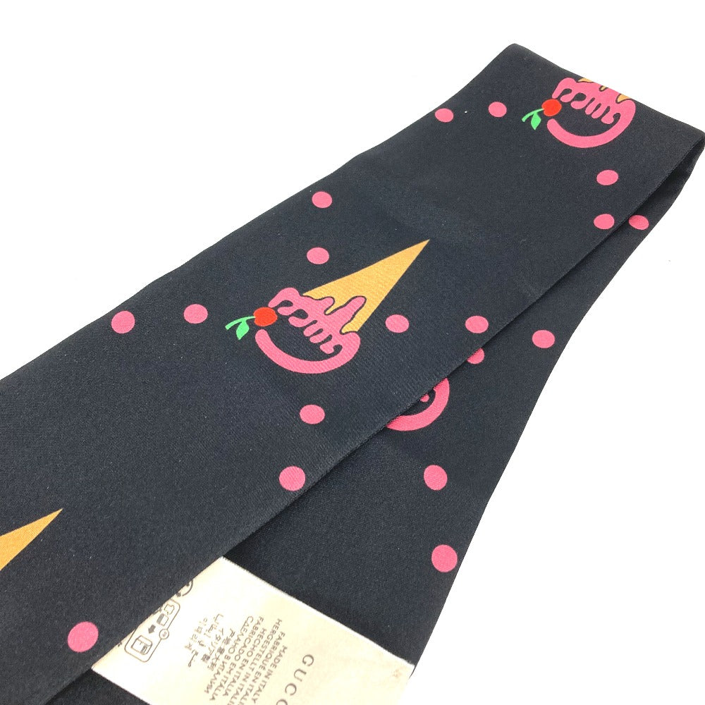 GUCCI scarf 732840 silk Black x red bandeau scarf Cherry Ice Cream Women Used