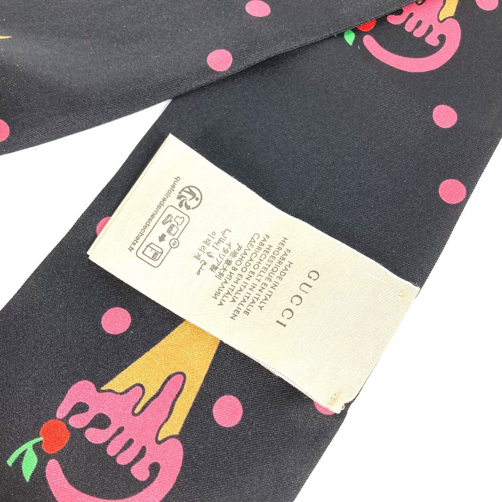 GUCCI scarf 732840 silk Black x red bandeau scarf Cherry Ice Cream Women Used