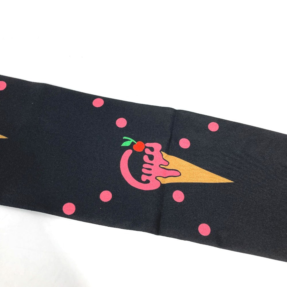 GUCCI scarf 732840 silk Black x red bandeau scarf Cherry Ice Cream Women Used
