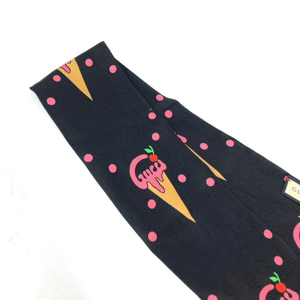GUCCI scarf 732840 silk Black x red bandeau scarf Cherry Ice Cream Women Used