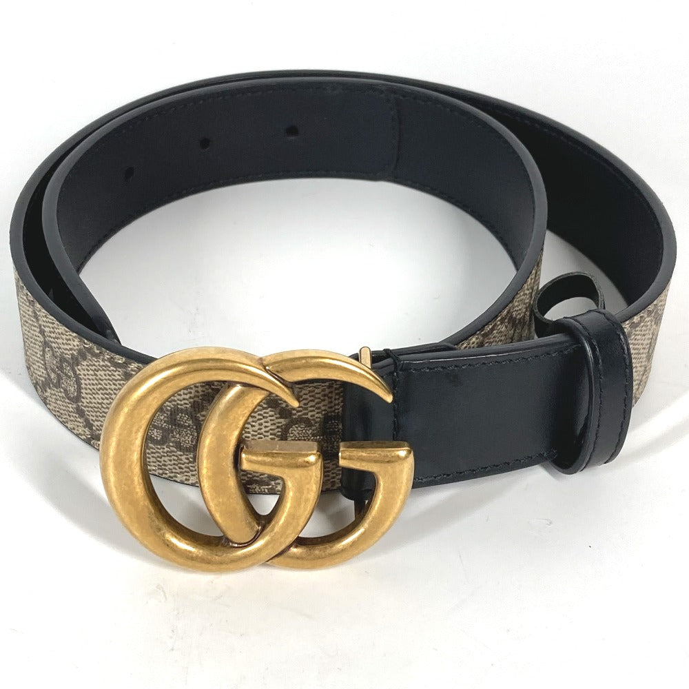 GUCCI belt 625839 GG Supreme Canvas beige Double G buckle Women 70 Used