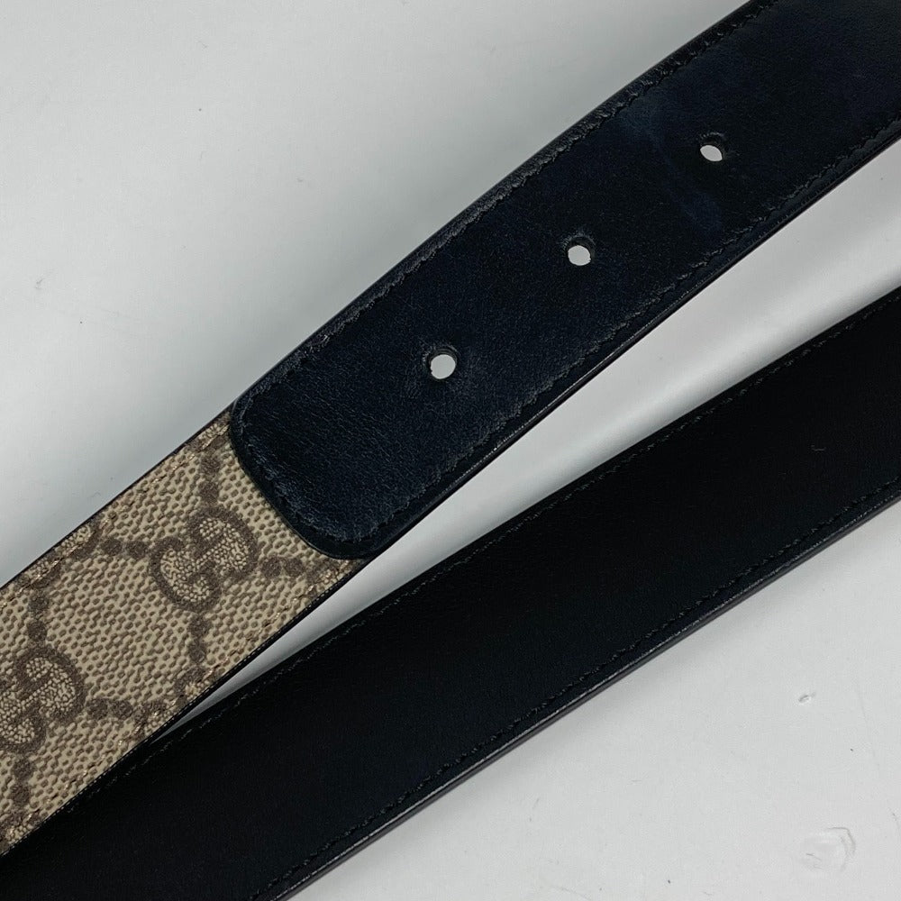 GUCCI belt 625839 GG Supreme Canvas beige Double G buckle Women 70 Used