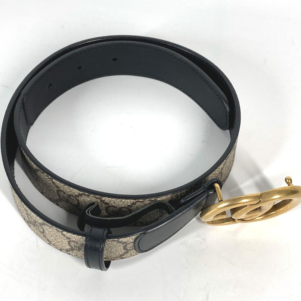 GUCCI belt 625839 GG Supreme Canvas beige Double G buckle Women 70 Used