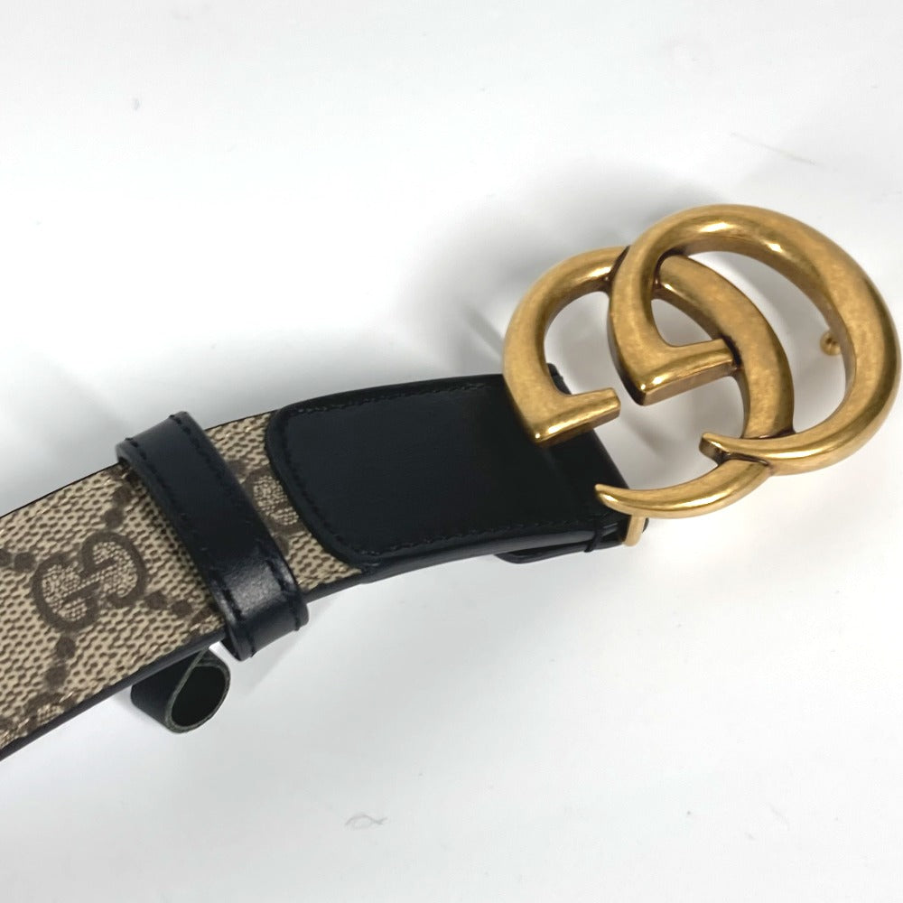 GUCCI belt 625839 GG Supreme Canvas beige Double G buckle Women 70 Used