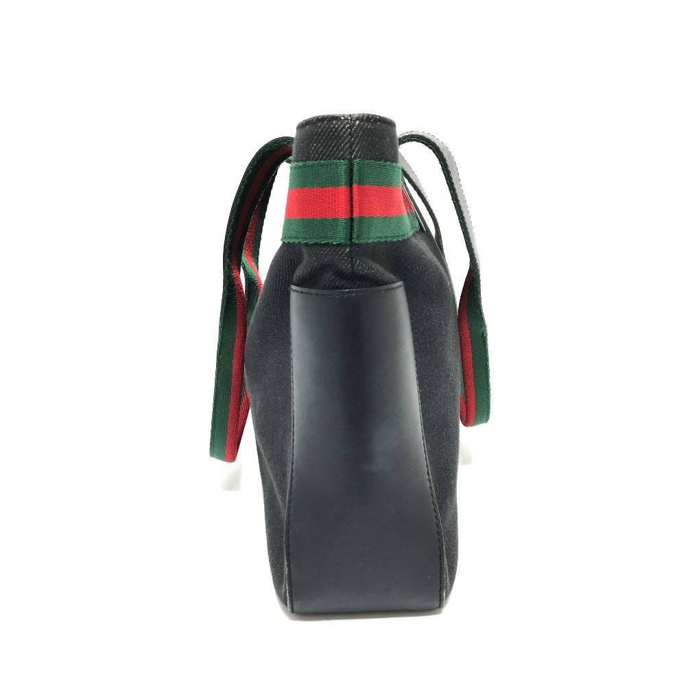 GUCCI Handbag 73983 canvas black Sherry line Webbing Women Used