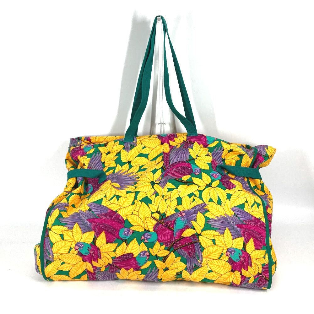 HERMES Shoulder Bag canvas green vintage Bird pattern Women Used