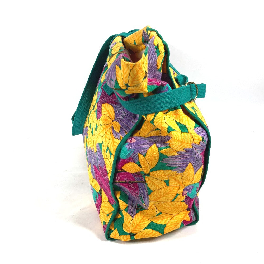 HERMES Shoulder Bag canvas green vintage Bird pattern Women Used