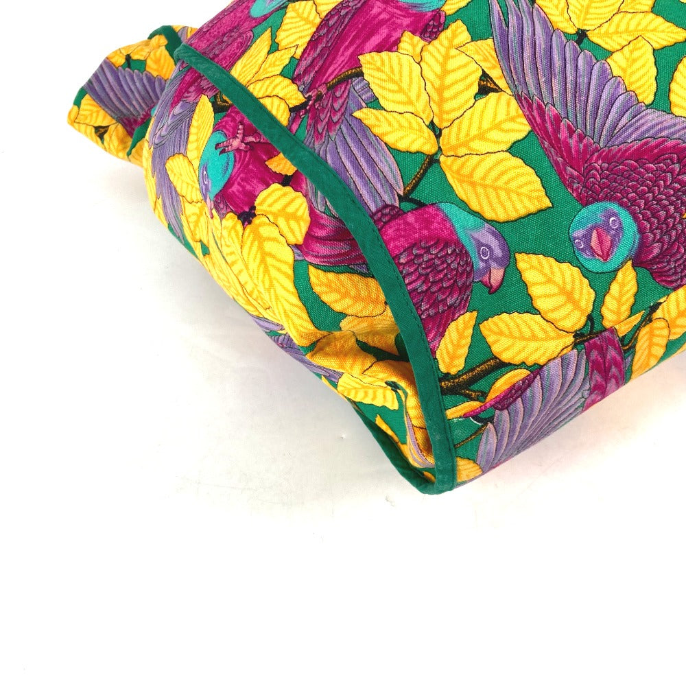 HERMES Shoulder Bag canvas green vintage Bird pattern Women Used