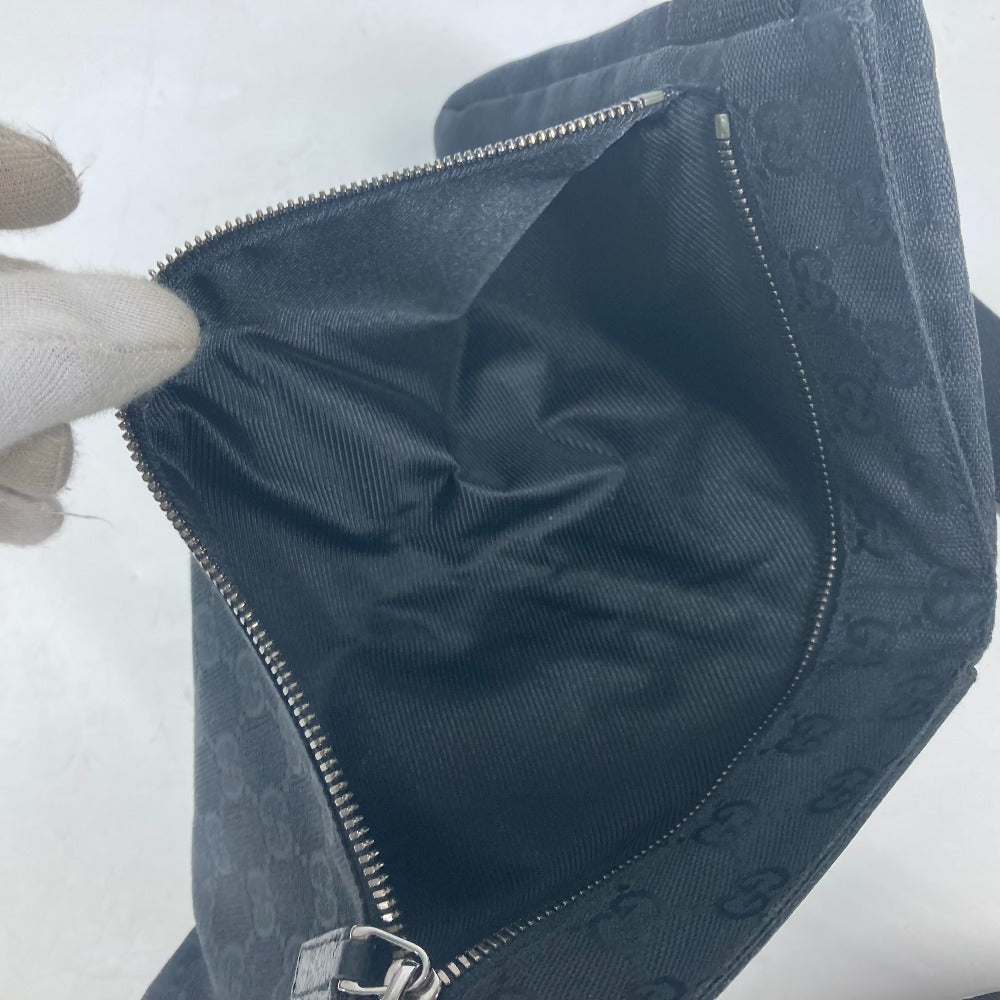 GUCCI Waist bag 28566 GG canvas black GG canvas W pocket mens Used