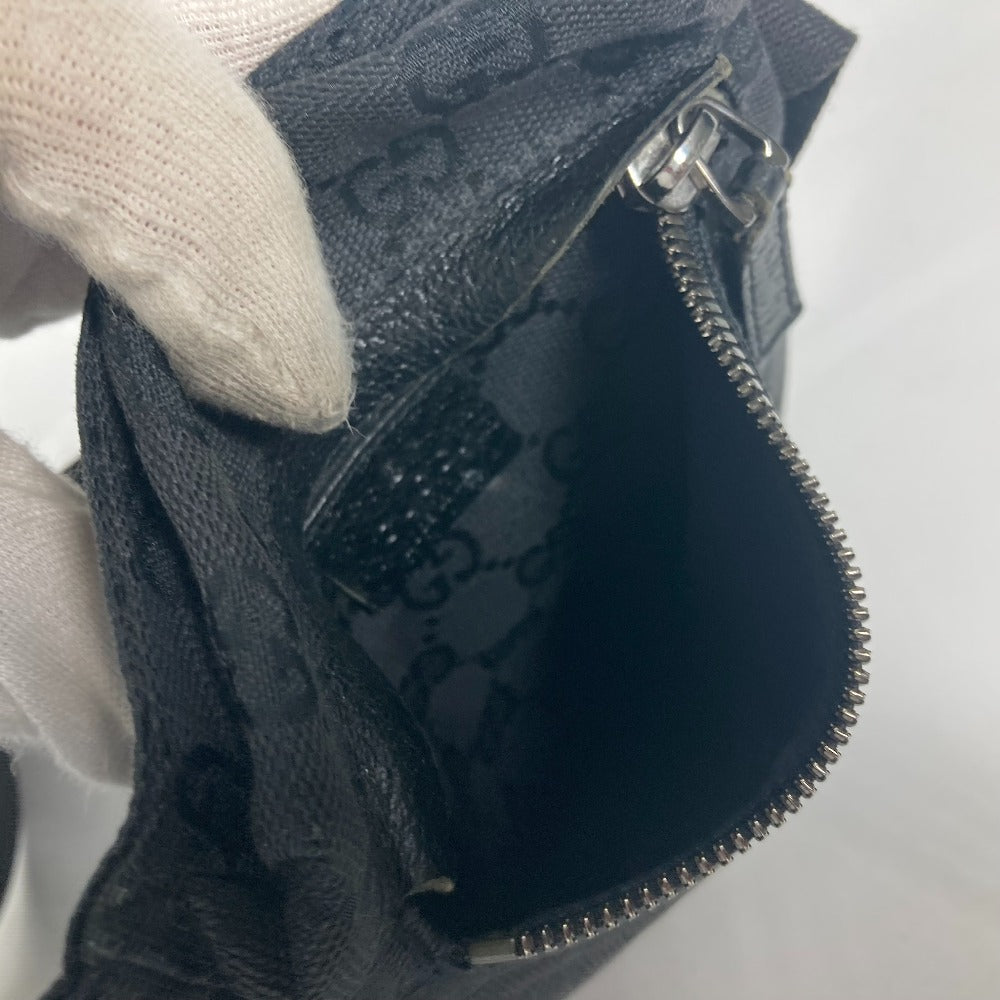 GUCCI Waist bag 28566 GG canvas black GG canvas W pocket mens Used