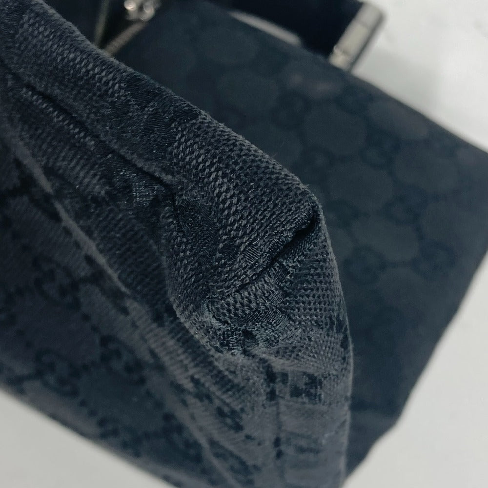 GUCCI Waist bag 28566 GG canvas black GG canvas W pocket mens Used