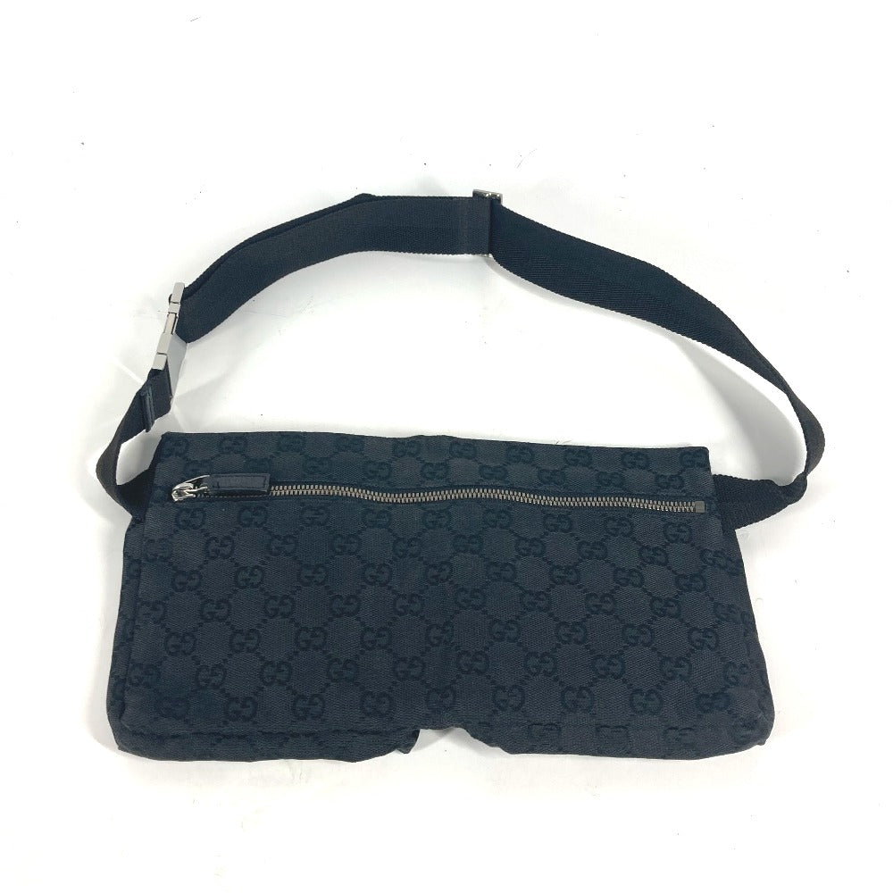 GUCCI Waist bag 28566 GG canvas black GG canvas W pocket mens Used