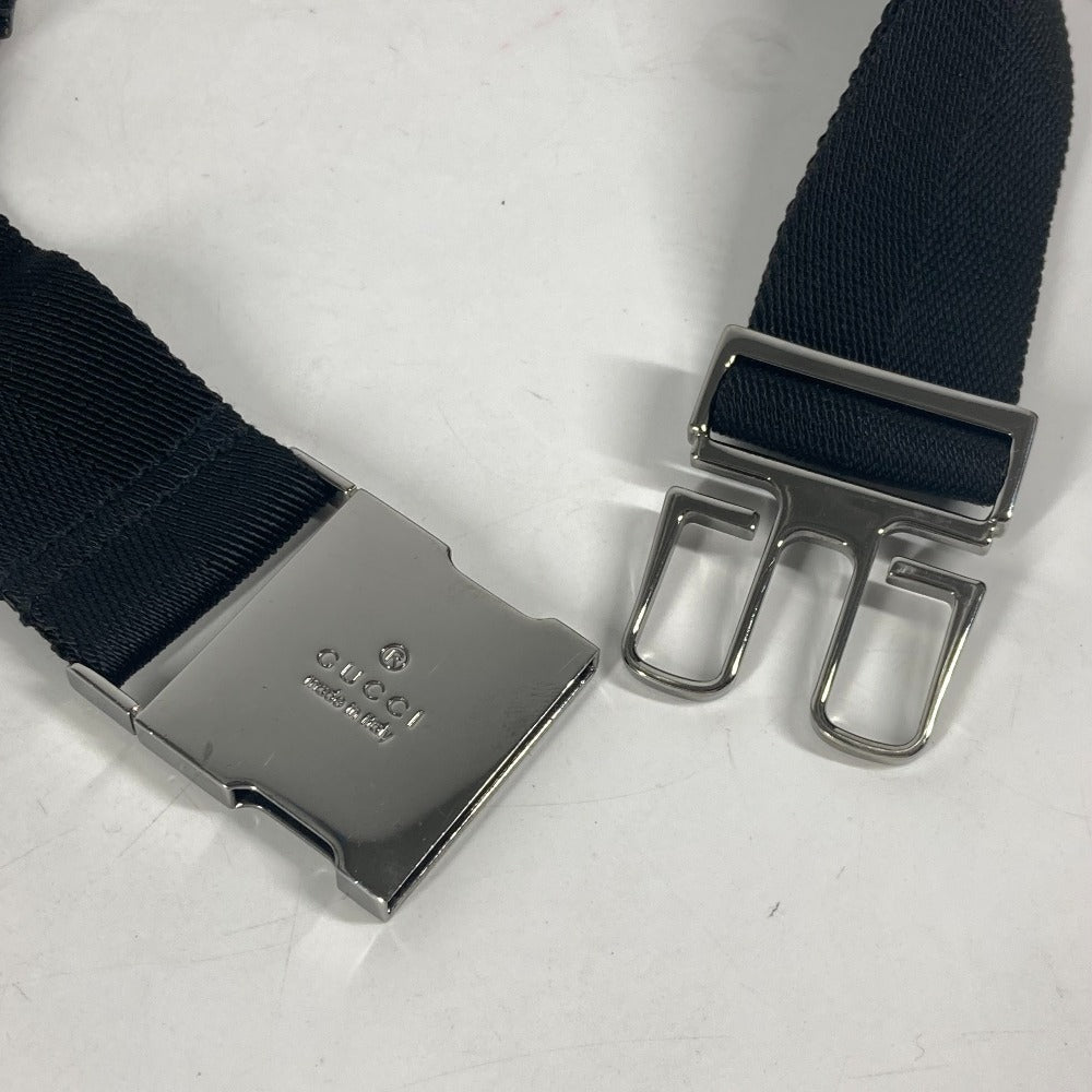 GUCCI Waist bag 28566 GG canvas black GG canvas W pocket mens Used