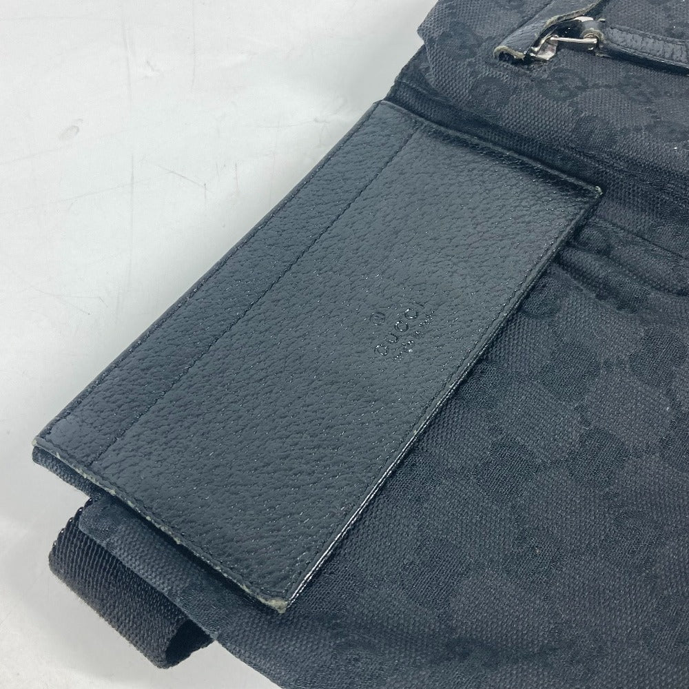 GUCCI Waist bag 28566 GG canvas black GG canvas W pocket mens Used