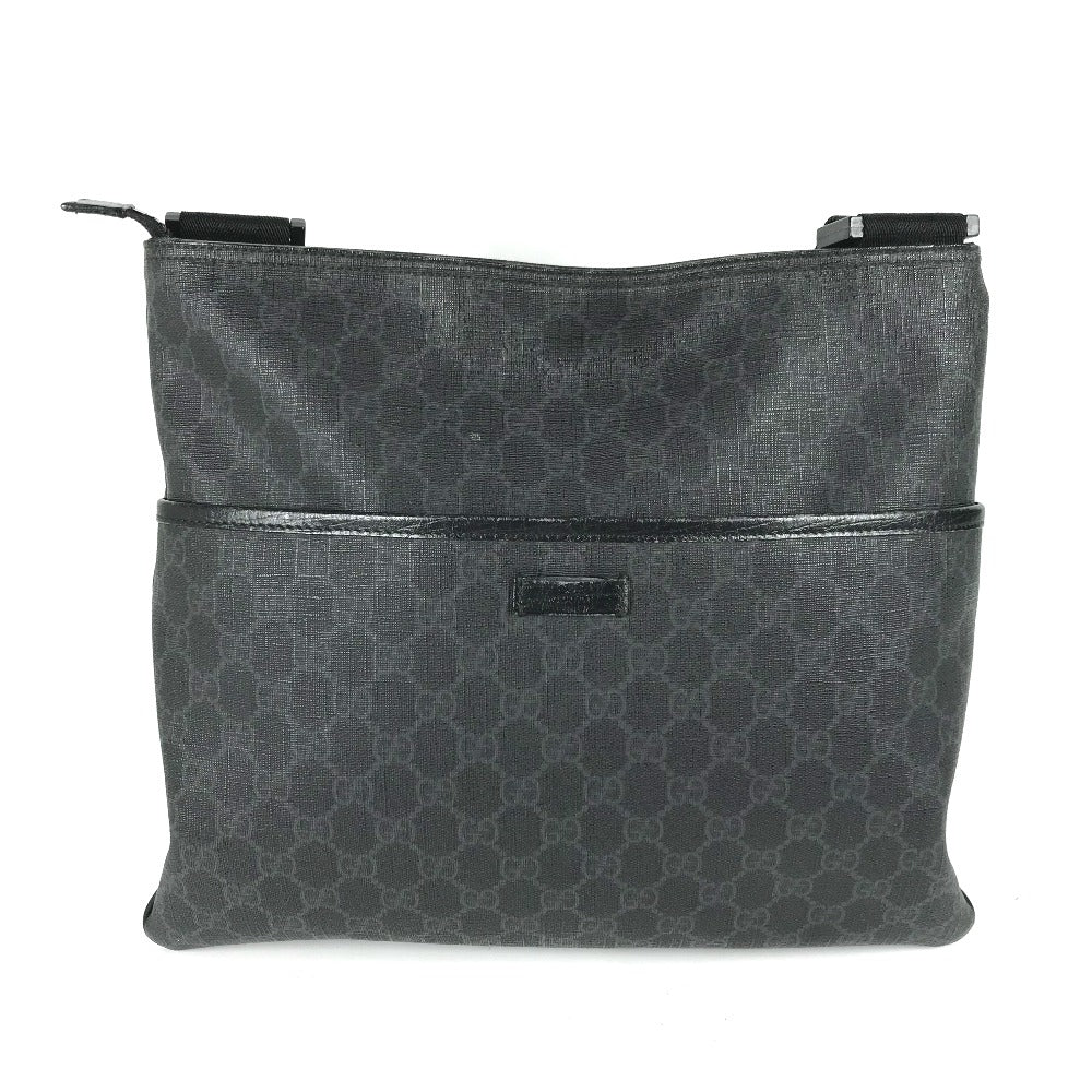 GUCCI Shoulder Bag 162904 GG Supreme Canvas black GG Supreme flat mens Used