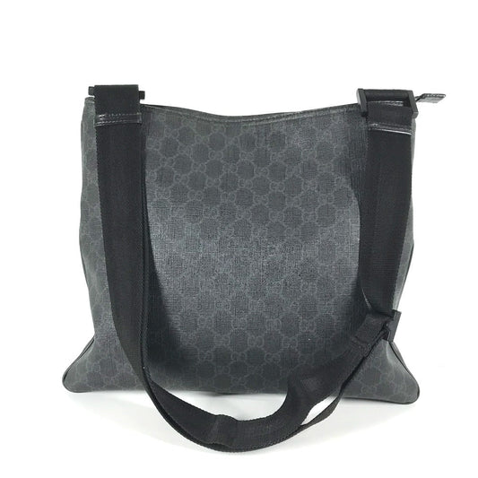GUCCI Shoulder Bag 162904 GG Supreme Canvas black GG Supreme flat mens Used