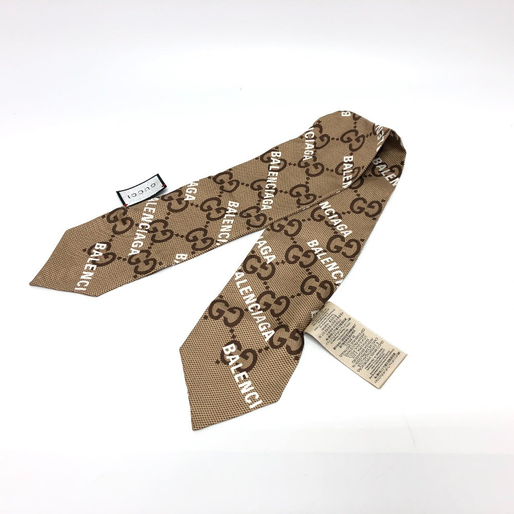 GUCCI scarf 676777 silk beige Maxi GG neck bow The Hacker Project Neck Bow Women Used