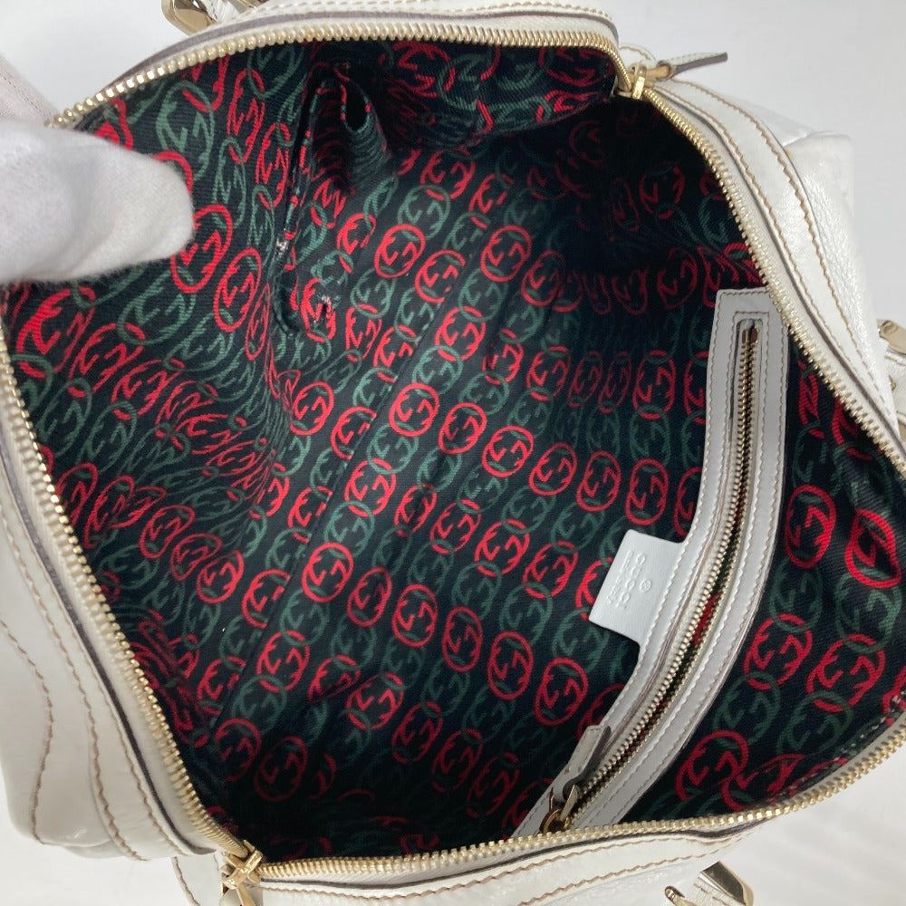 GUCCI Handbag 170009 leather white Double G GG Women Used
