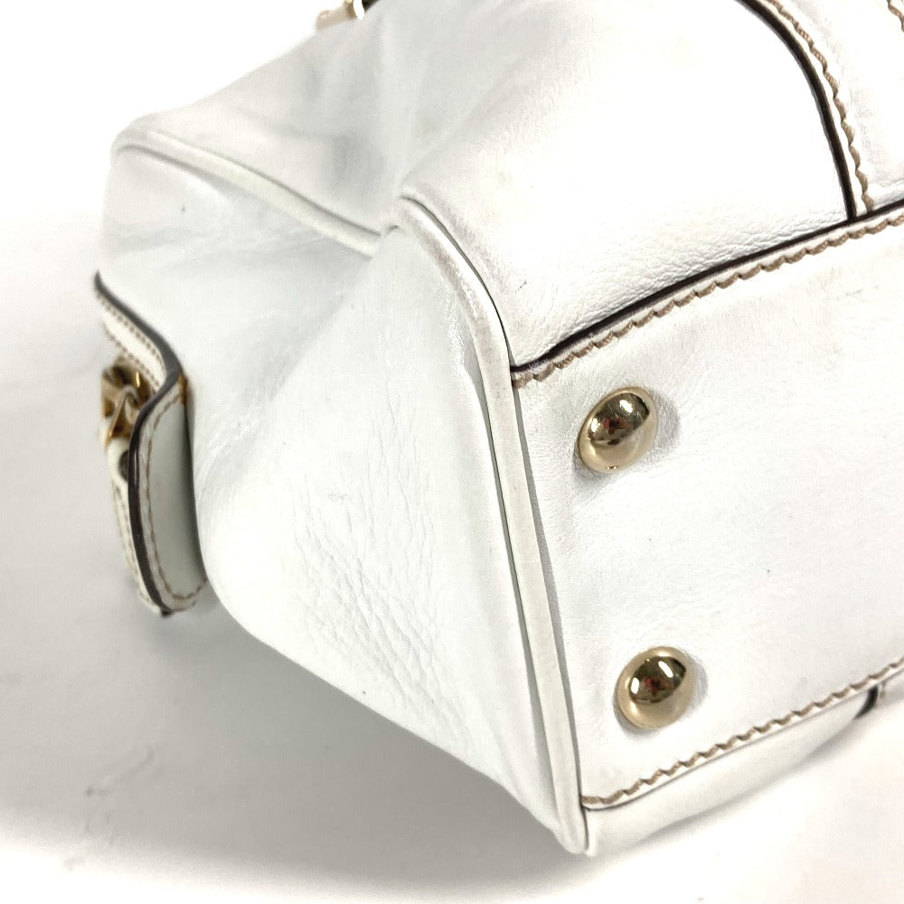 GUCCI Handbag 170009 leather white Double G GG Women Used