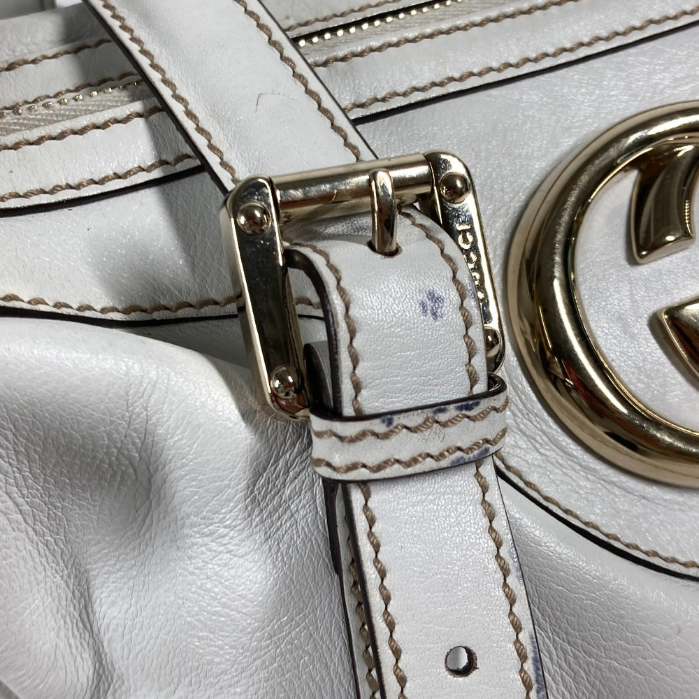 GUCCI Handbag 170009 leather white Double G GG Women Used