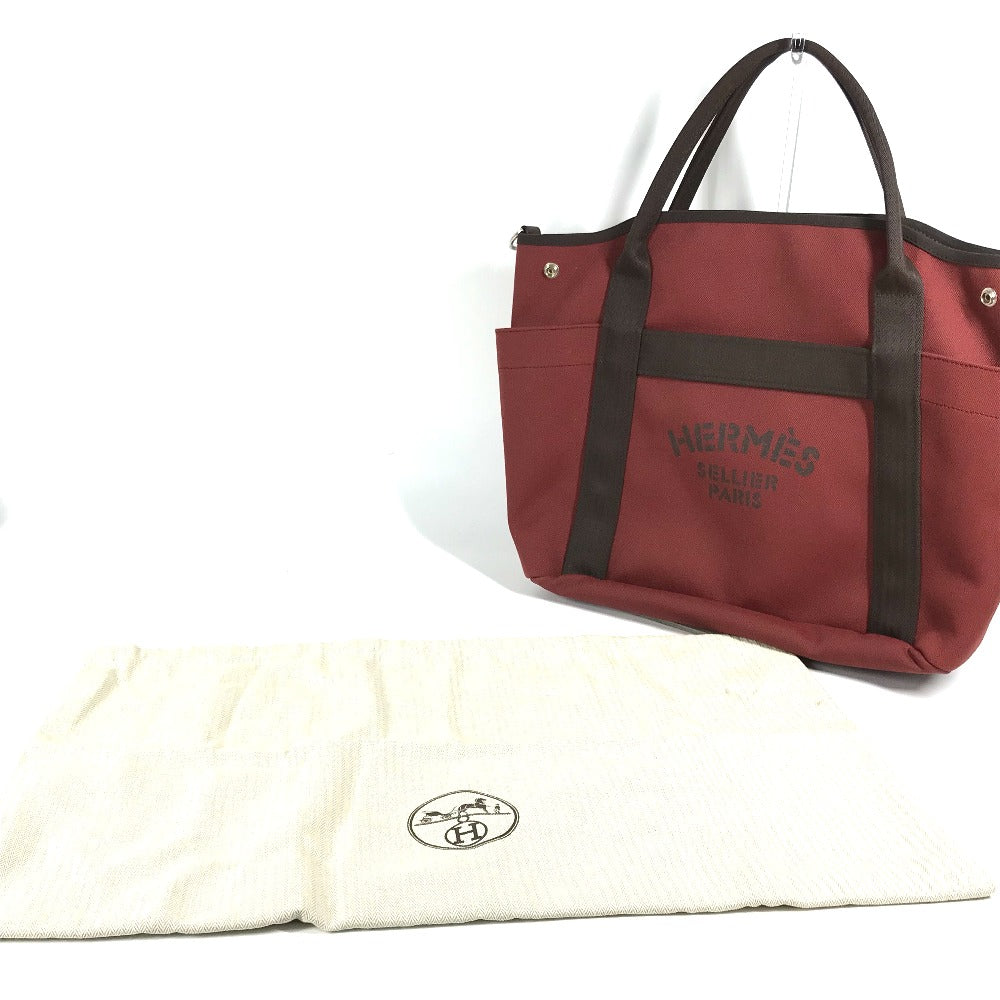 HERMES Tote Bag canvas Red Sac de Pansage Groom