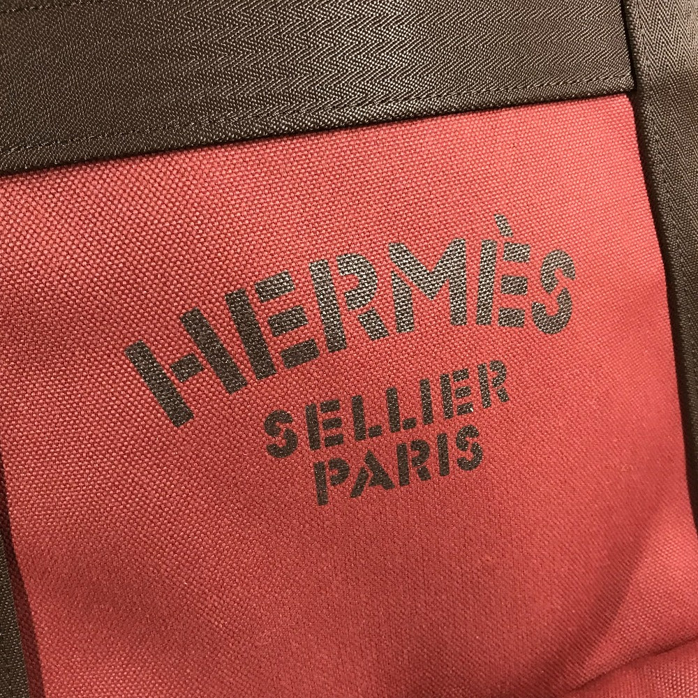 HERMES Tote Bag canvas Red Sac de Pansage Groom
