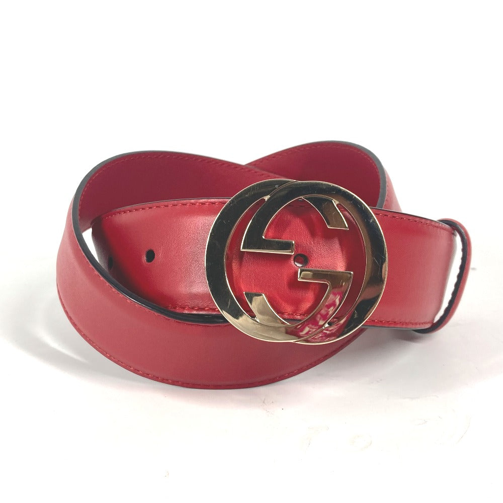 GUCCI belt 546386 leather gold GG Interlocking G Women 85 Used