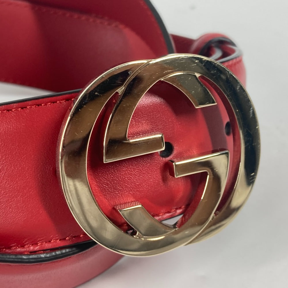 GUCCI belt 546386 leather gold GG Interlocking G Women 85 Used
