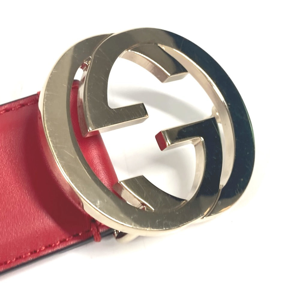 GUCCI belt 546386 leather gold GG Interlocking G Women 85 Used