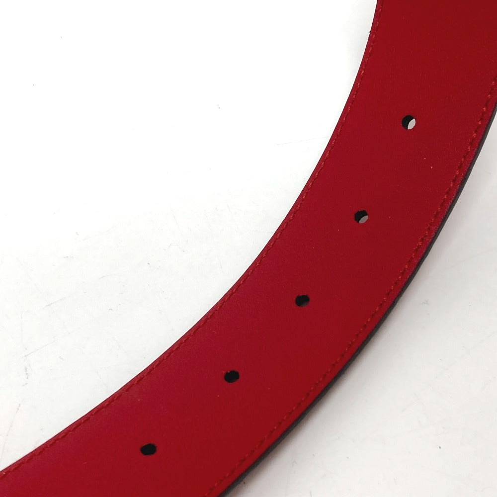 GUCCI belt 370543 leather Red Interlocking G Double G unisex(Unisex) 85 Used
