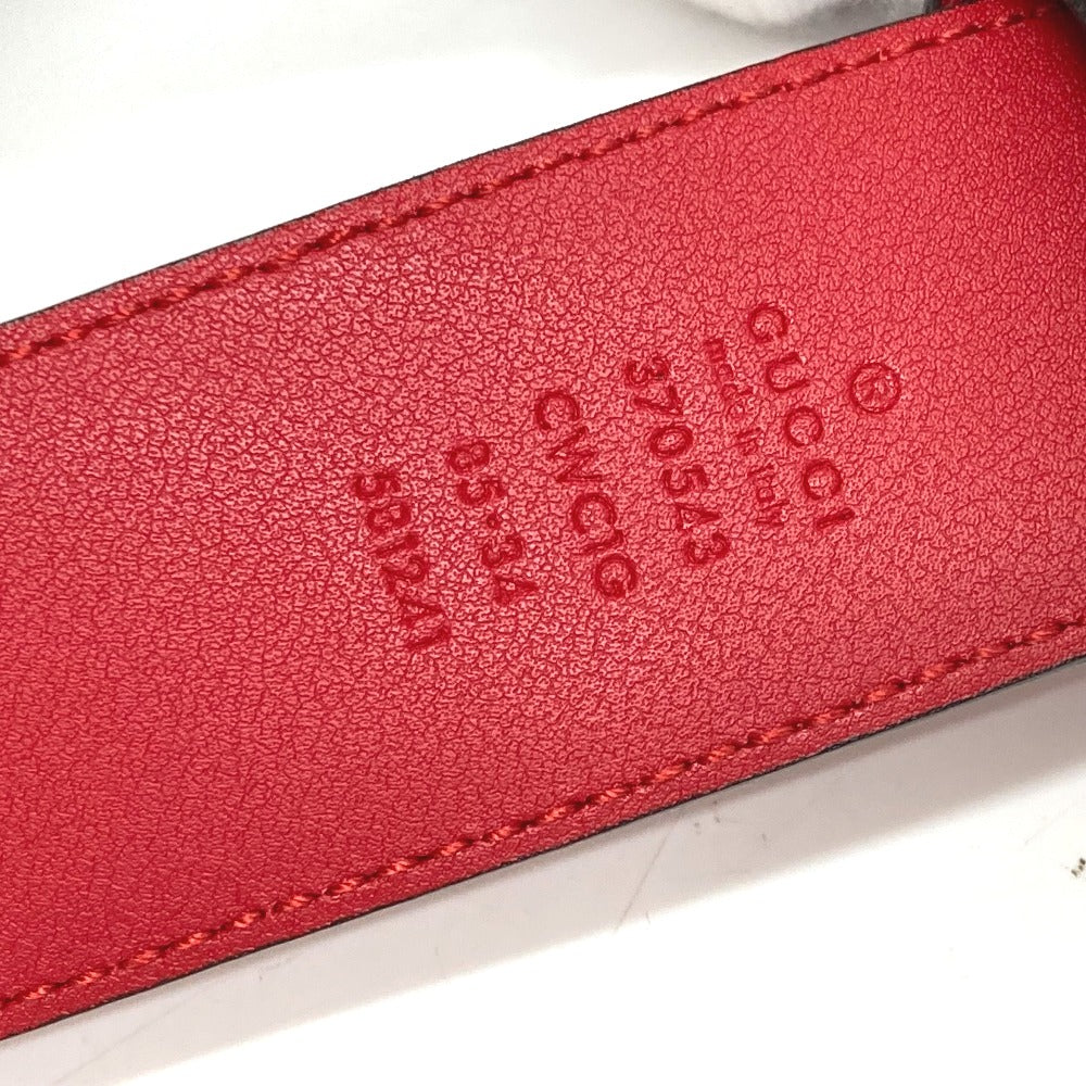 GUCCI belt 370543 leather Red Interlocking G Double G unisex(Unisex) 85 Used