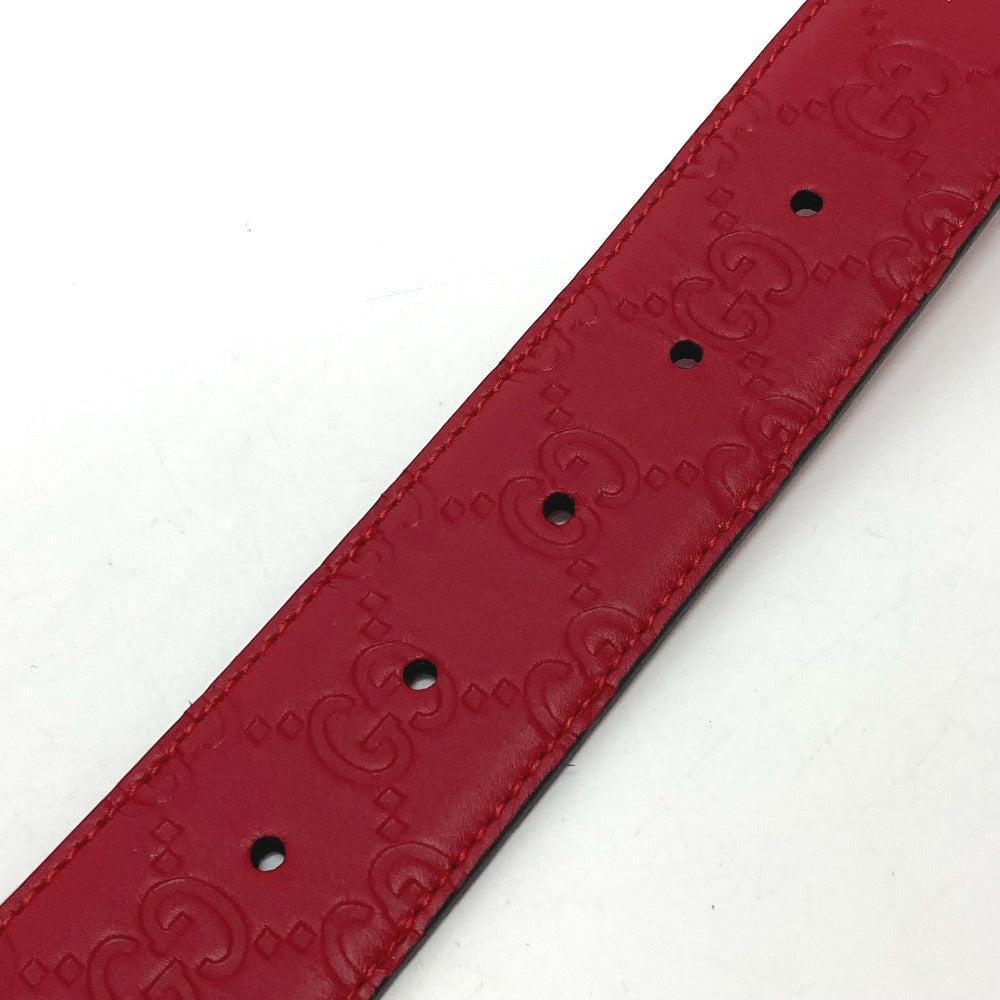 GUCCI belt 370543 leather Red Interlocking G Double G unisex(Unisex) 85 Used