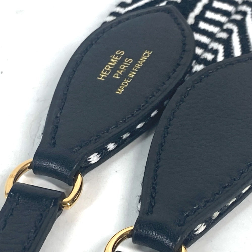 HERMES Shoulder strap Leather / canvas black bandouliere Cavale To Go