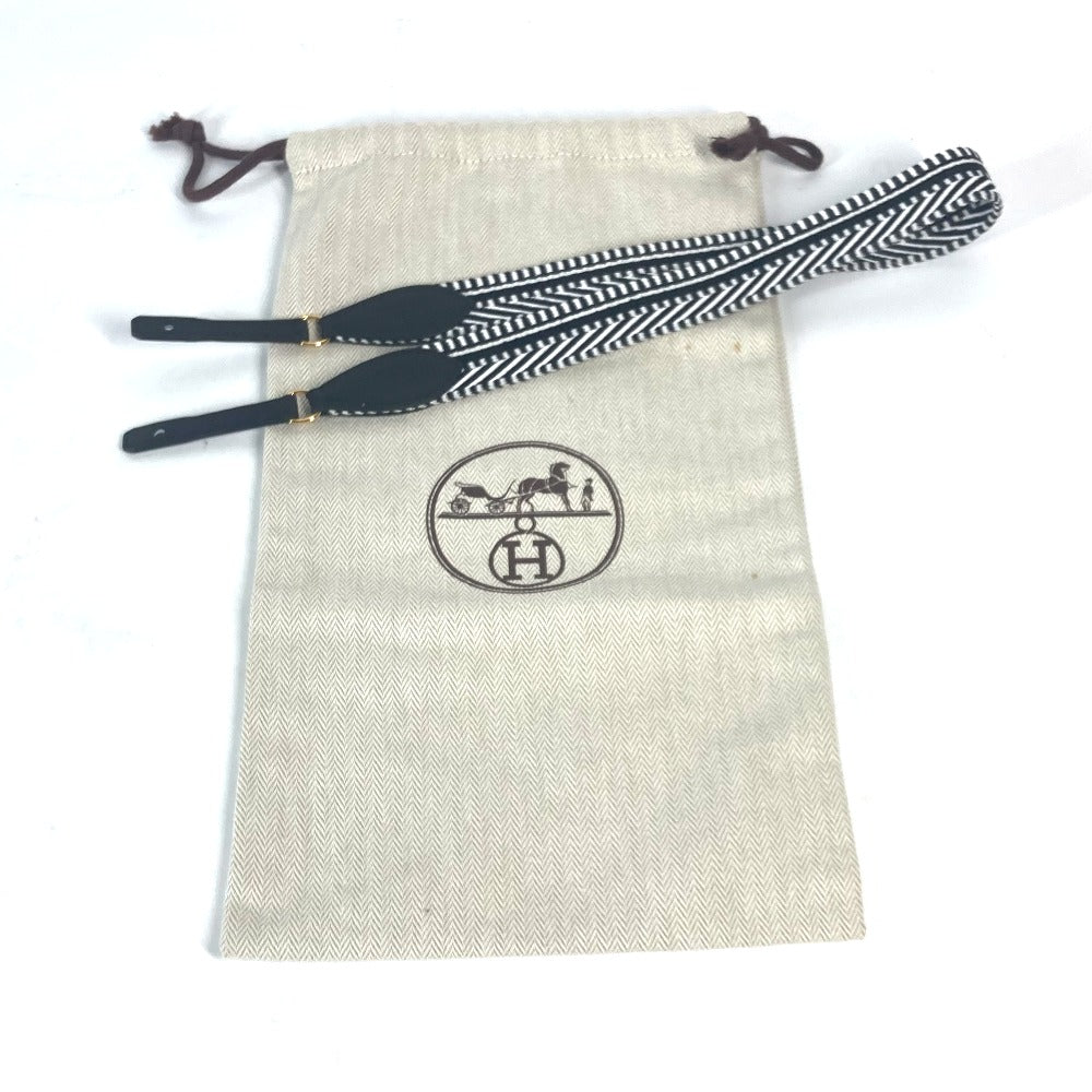 HERMES Shoulder strap Leather / canvas black bandouliere Cavale To Go