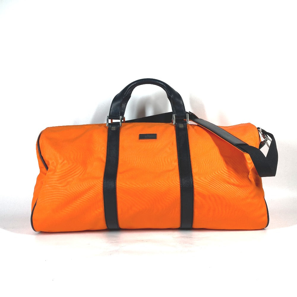 GUCCI Boston Duffel bag 012 0399 Leather / nylon Orange 2WAY Bag Shoulder Bag Bicolor logo
