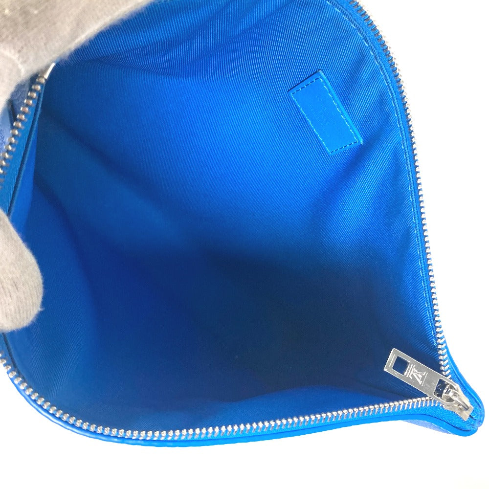 LOUIS VUITTON Clutch bag M82270 leather blue Aerogram LV logo takeoff pouch