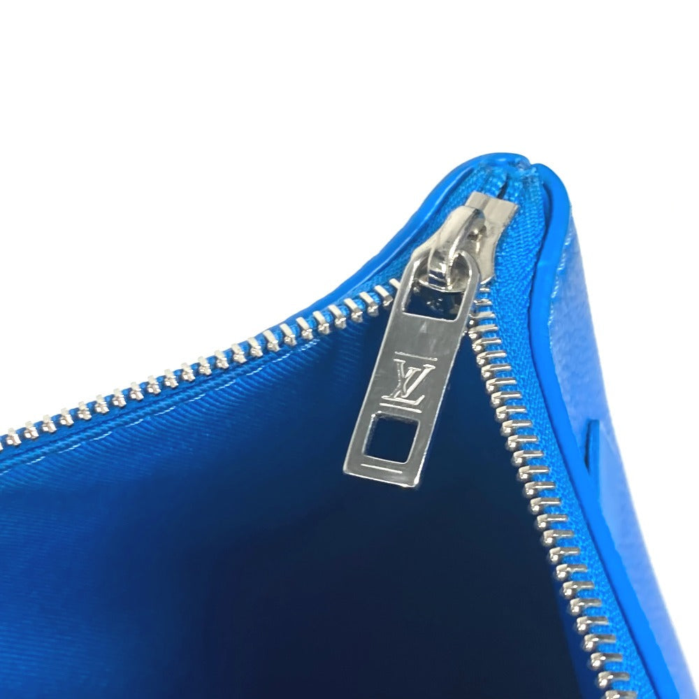 LOUIS VUITTON Clutch bag M82270 leather blue Aerogram LV logo takeoff pouch