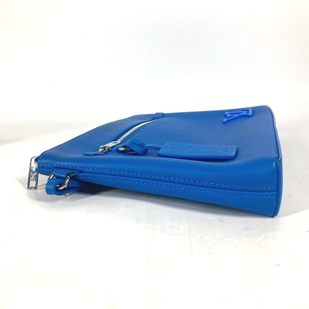 LOUIS VUITTON Clutch bag M82270 leather blue Aerogram LV logo takeoff pouch