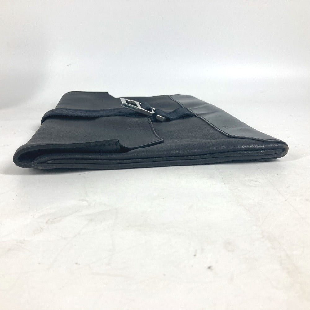 HERMES Clutch bag leather Navy flap City slide