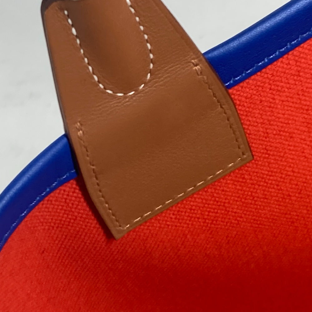 HERMES Handbag Leather, Toile Military Orange type Steeple 25
