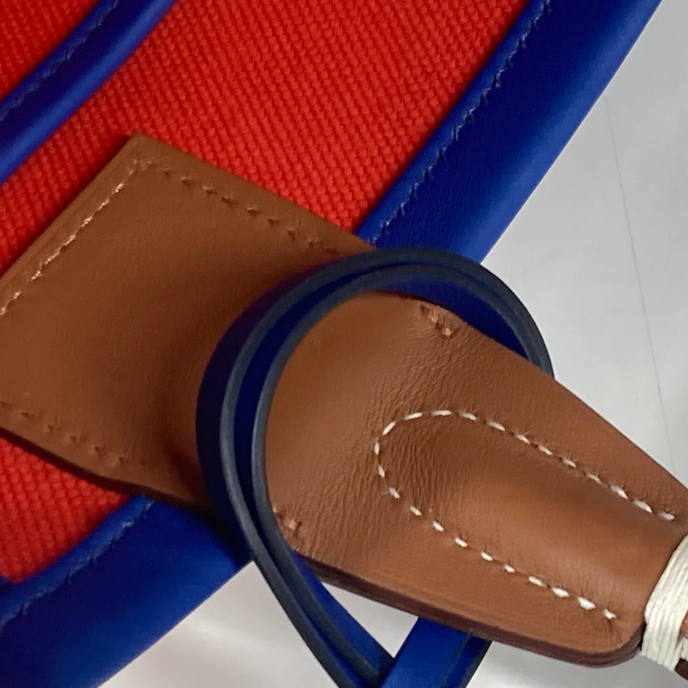HERMES Handbag Leather, Toile Military Orange type Steeple 25