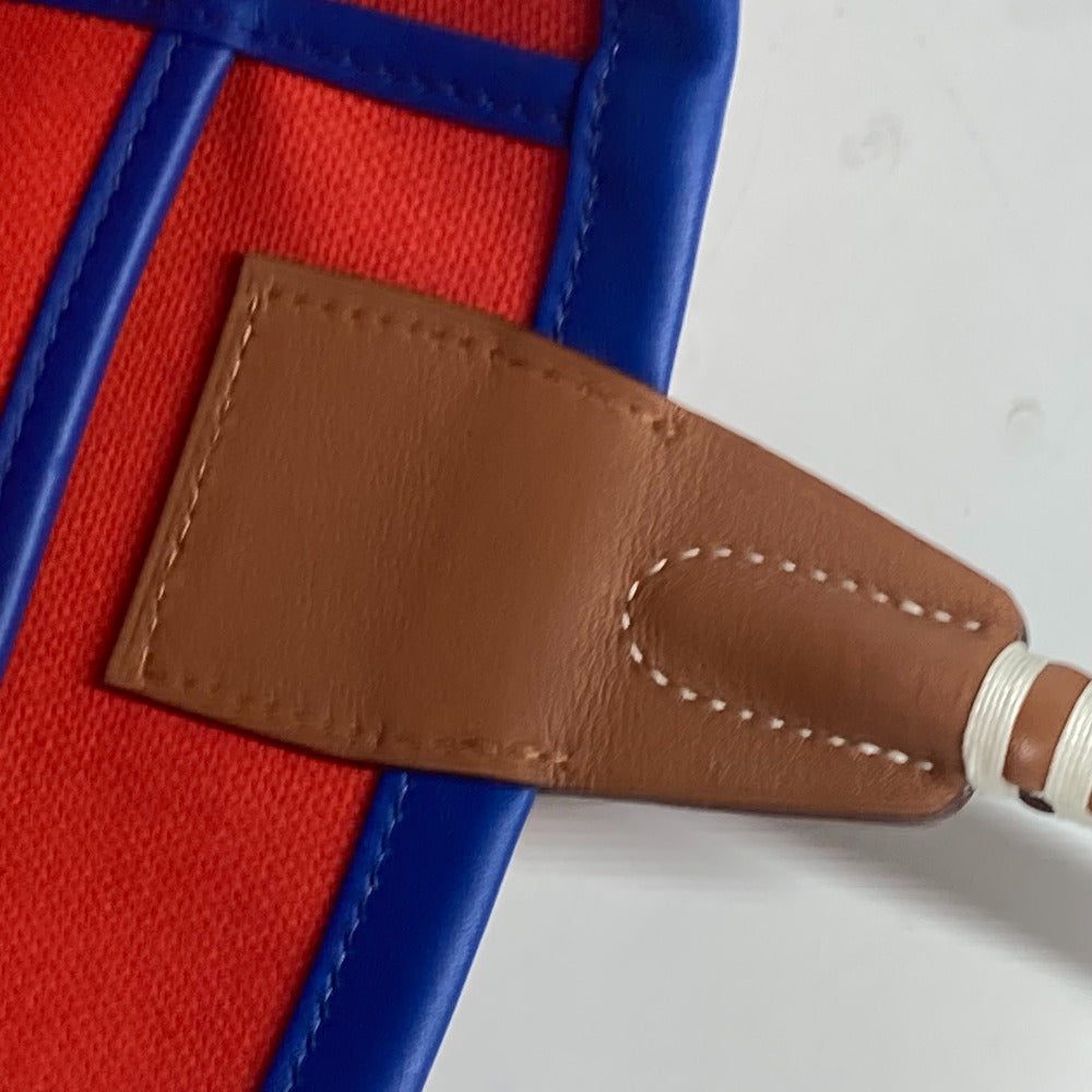HERMES Handbag Leather, Toile Military Orange type Steeple 25
