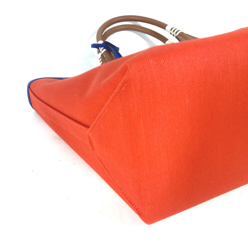 HERMES Handbag Leather, Toile Military Orange type Steeple 25