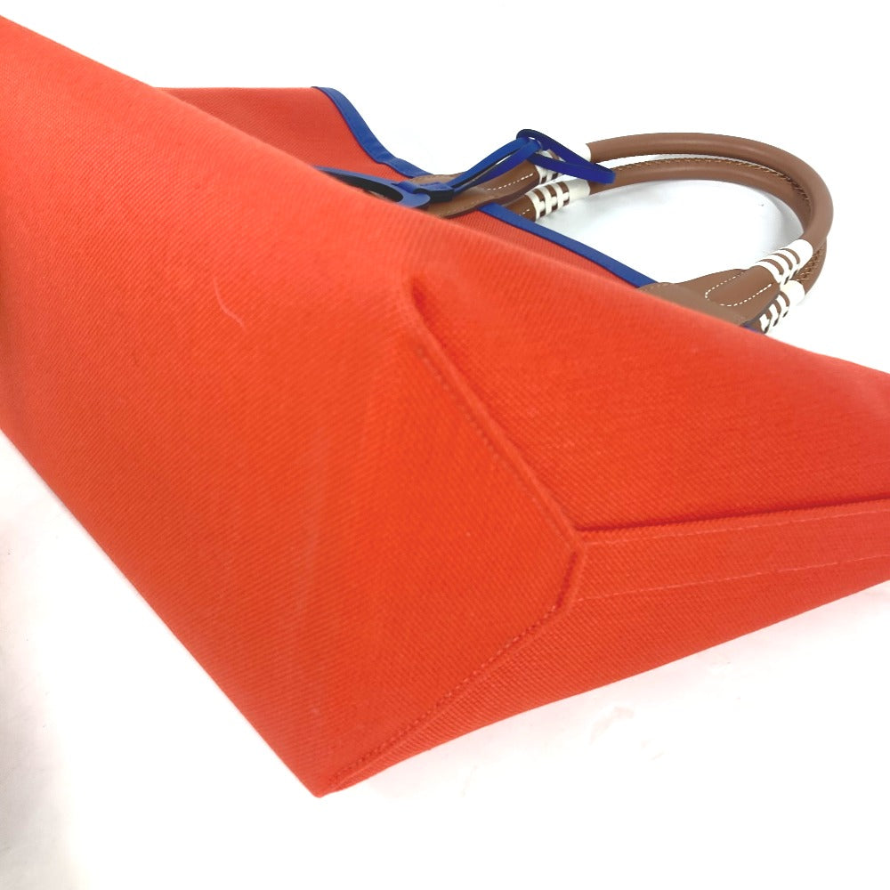 HERMES Handbag Leather, Toile Military Orange type Steeple 25