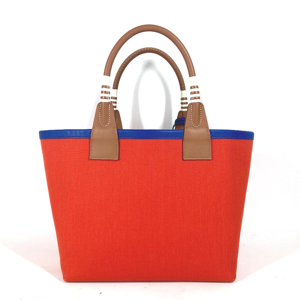 HERMES Handbag Leather, Toile Military Orange type Steeple 25