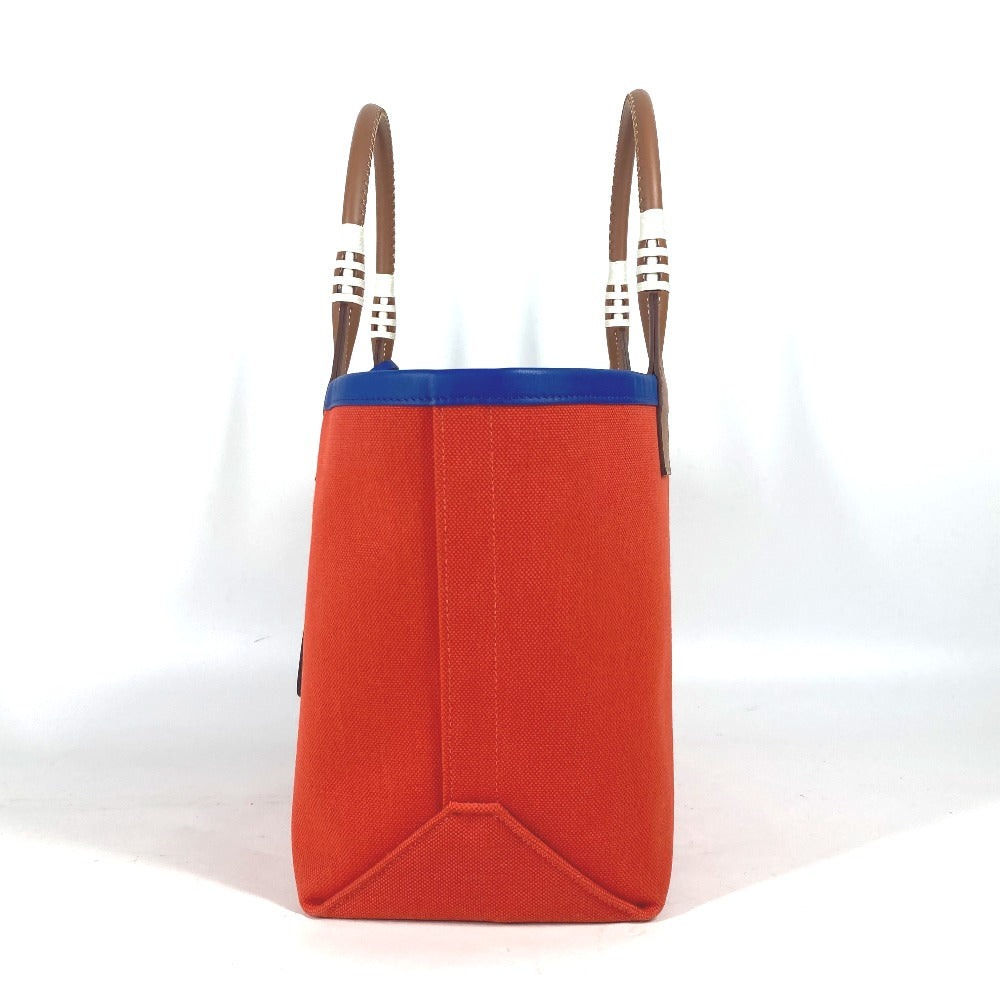 HERMES Handbag Leather, Toile Military Orange type Steeple 25