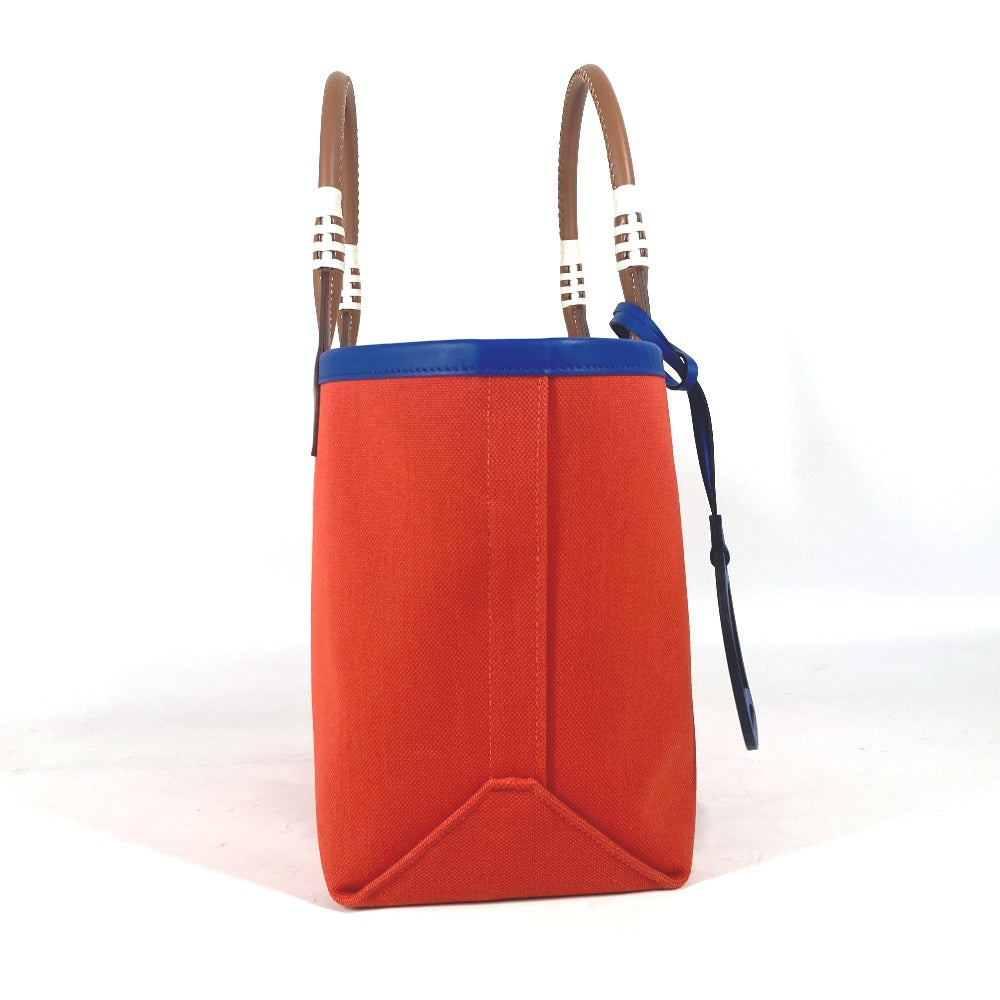HERMES Handbag Leather, Toile Military Orange type Steeple 25