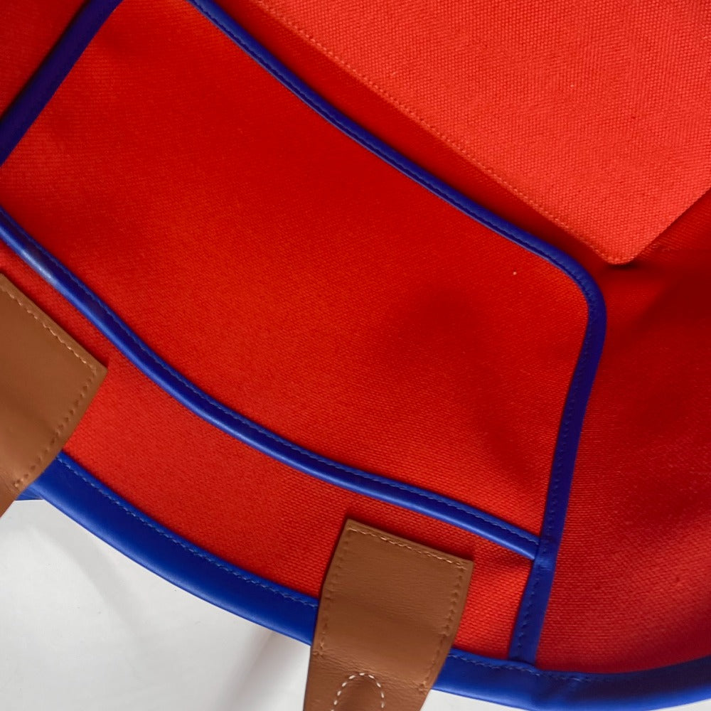 HERMES Handbag Leather, Toile Military Orange type Steeple 25